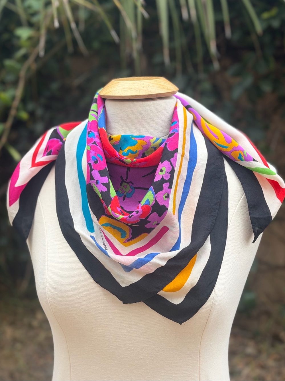 Vibrant Floral Border Silk-Like Women's Scarf - Multicolor